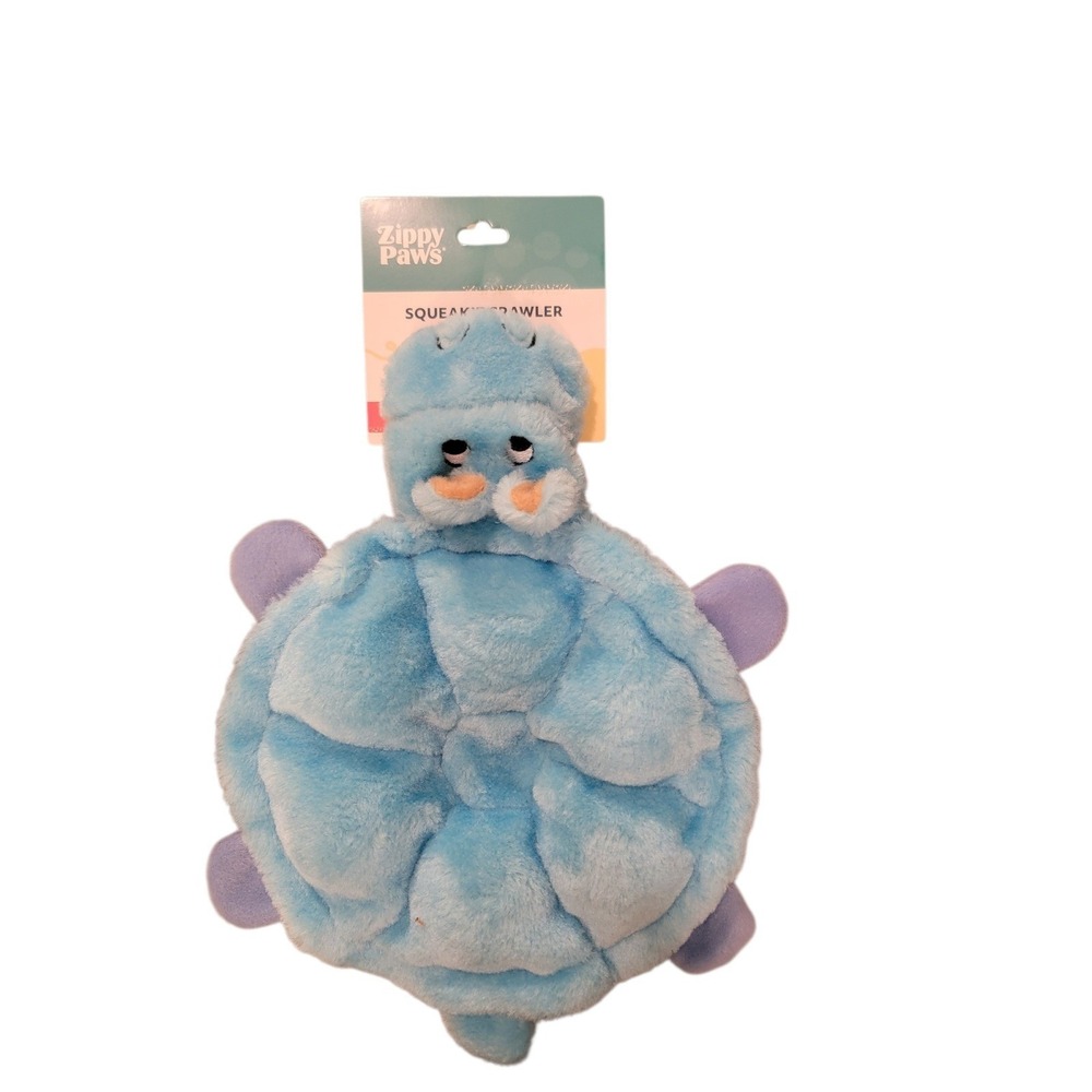 Zippy Paws Squeakie‎ Crawler Plush Dog Toy Turtle Blue